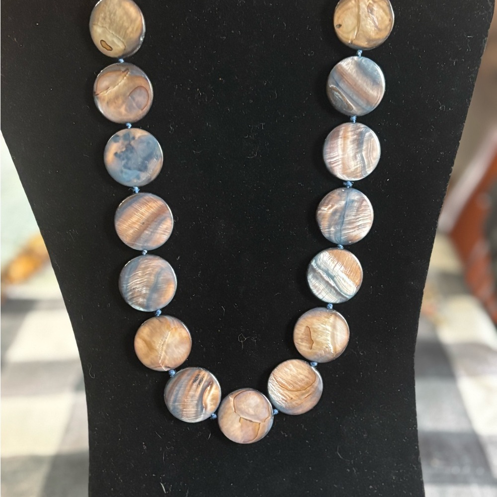 Mother of Pearl Blue/ Brown Shell Necklace